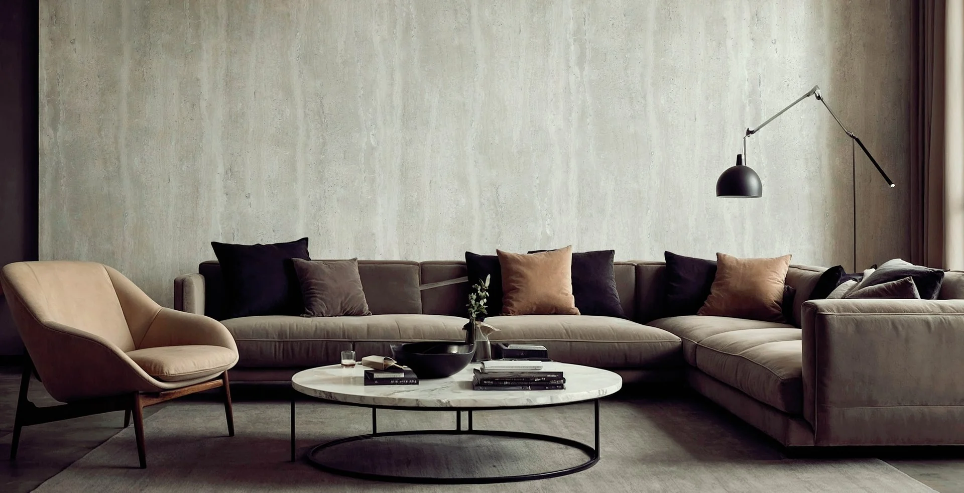 Stone-look wallpaper installation